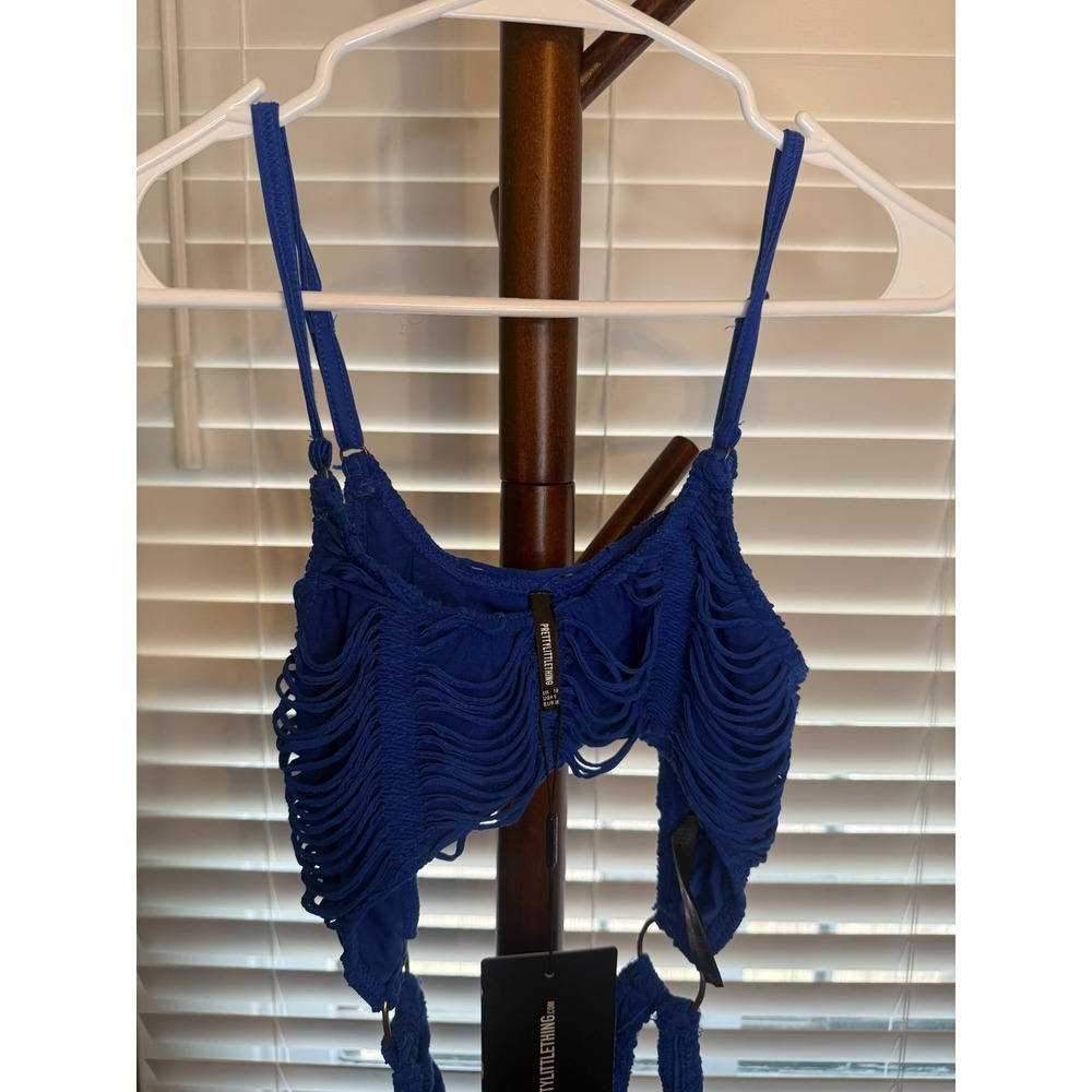 PrettyLittleThing Swimsuit Womens US 6 Cobalt Blue Extreme Slashed Cut Out NWT - Picture 5 of 6